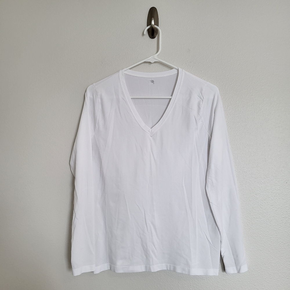Fabletics Feather Tech Long-Sleeve Top, Classic White